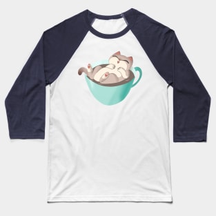 Siamese Cat in Coffee Mug Kawaii Cute latte kitty Baseball T-Shirt